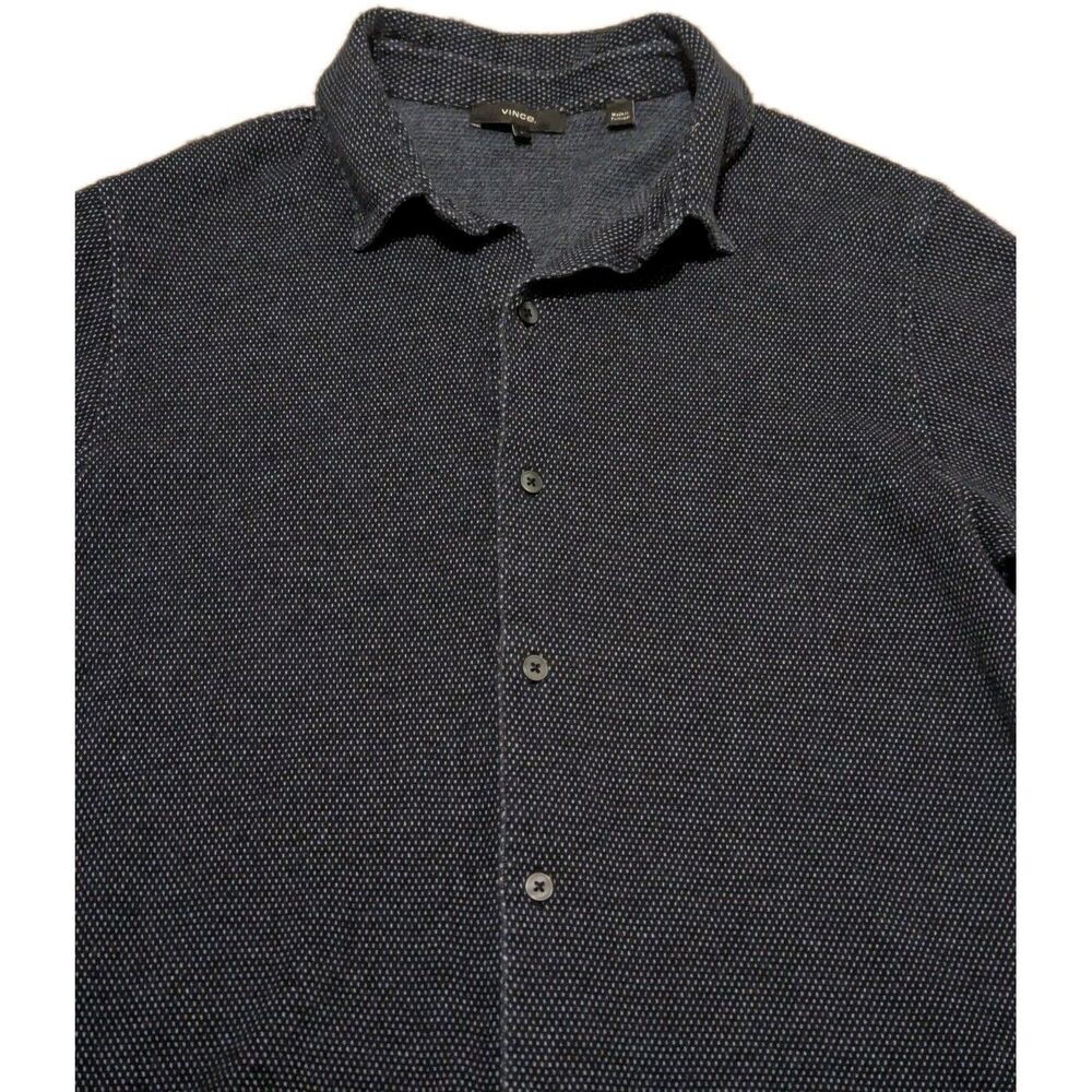 Vince Camuto Shirt Mens Large Button Down Blue Stretch Geometric Designer $125